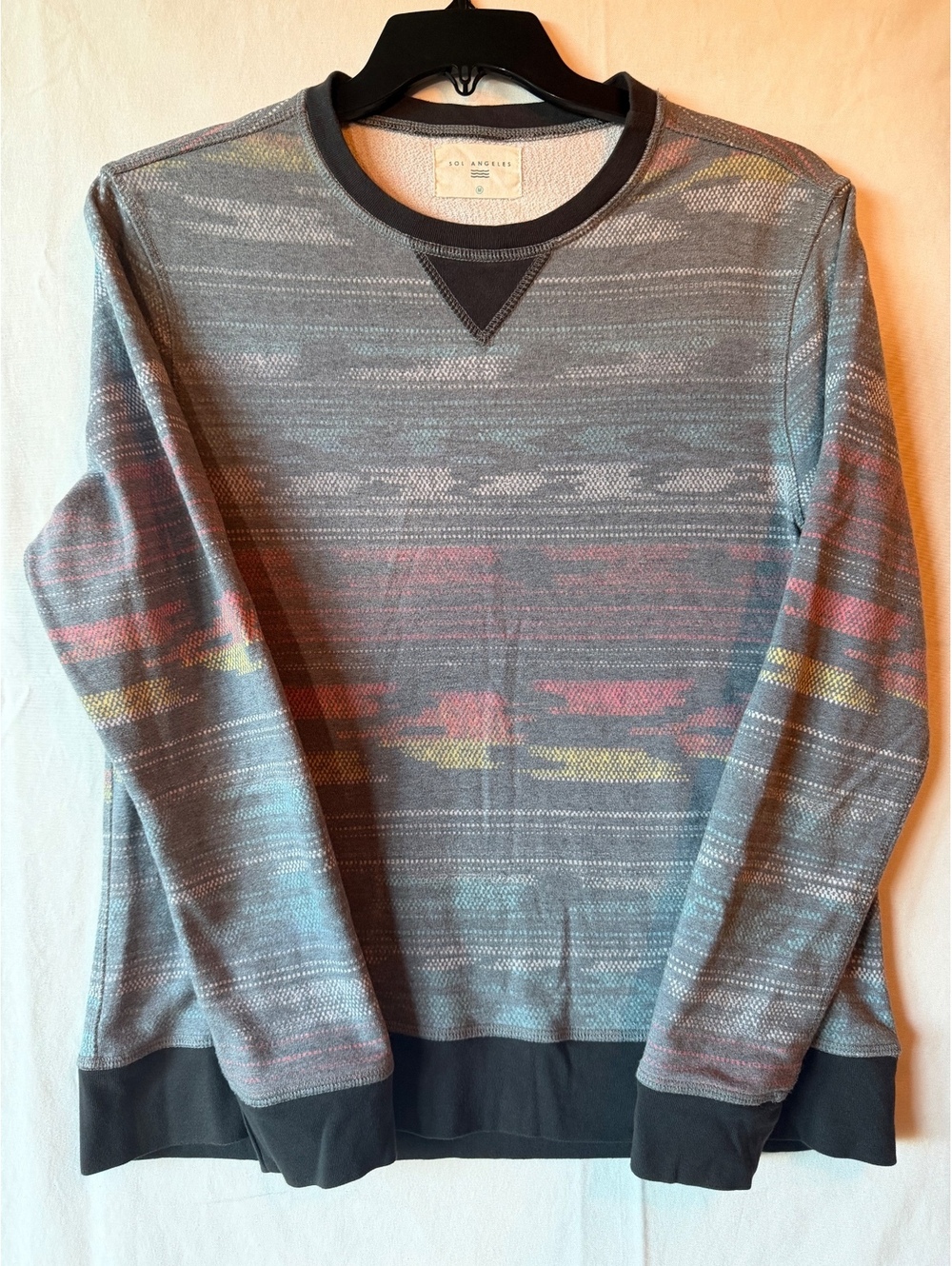 Sol Angeles Medium Gray Patterned Pullover Sweatshirt